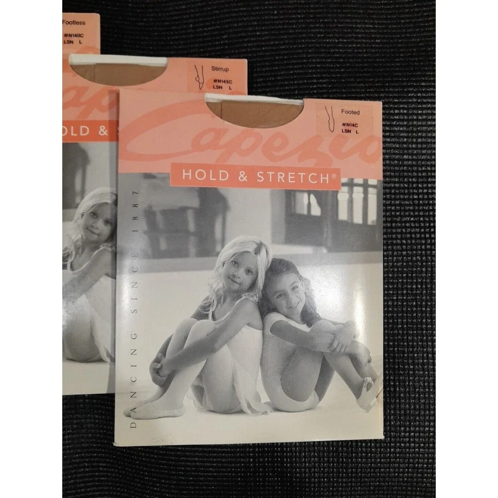 Capezio Girls Ballet Dance Tights Variety, Nude Sz L, Lot Of 3